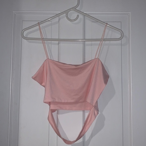 Shien‎ pink cut out crop top